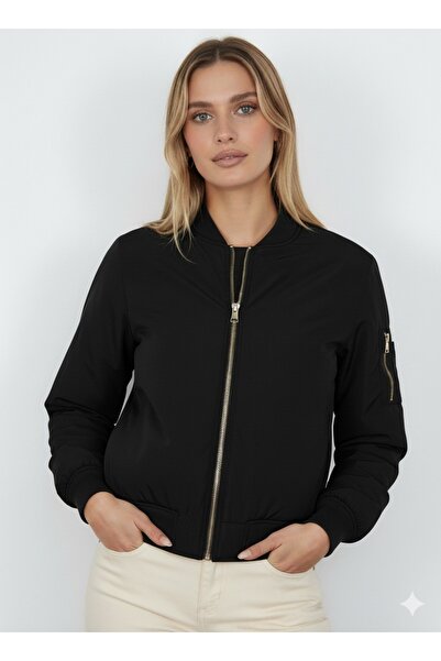 MODA سترة ستراد بلاك بومبر قصة فضفاضة