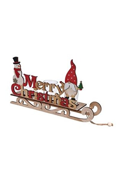 Silver Star Christmas Candle Holder Wooden Sleigh with Gnome and Snowman 35 cm