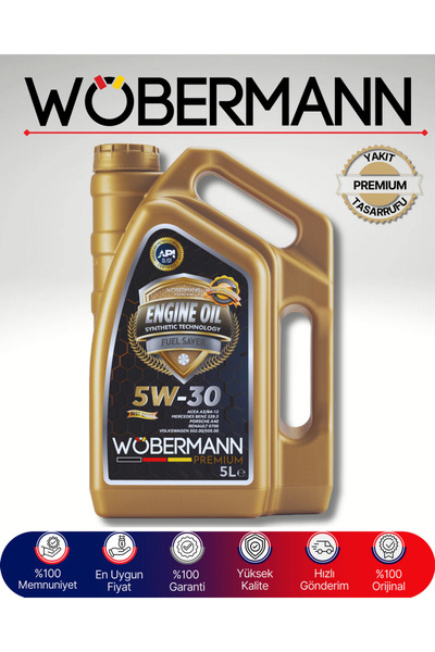 Wöbermann Premium 5W-30 Sentetik Motor Yağı 5 Litre - Yüksek ve Yakıt Tasarrufu Sağlar