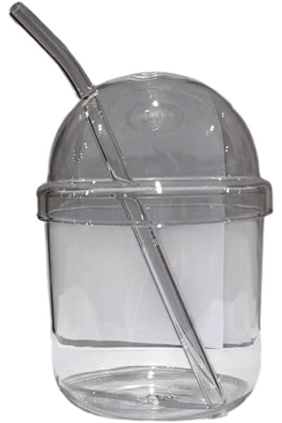 B&D كوب بلاستيكي شفاف للمشروبات مع غطاء مقبب وقشة، حاوية مشروبات قابلة لإعادة الاستخدام