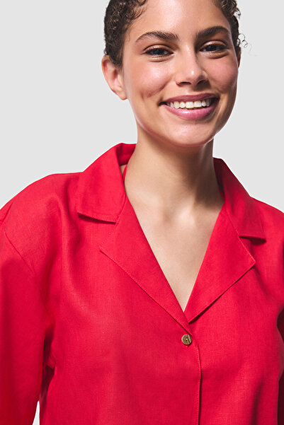 Penti Tera Gomlek Red Beachwear Shirt