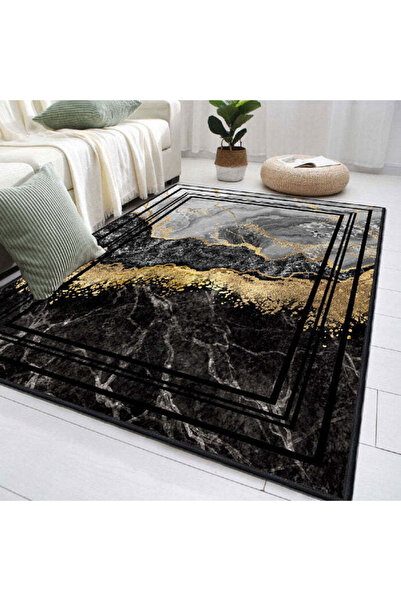 Asi Home Abstract Golden Black Rug, 180 x 280 cm, Velvet, Multicolor