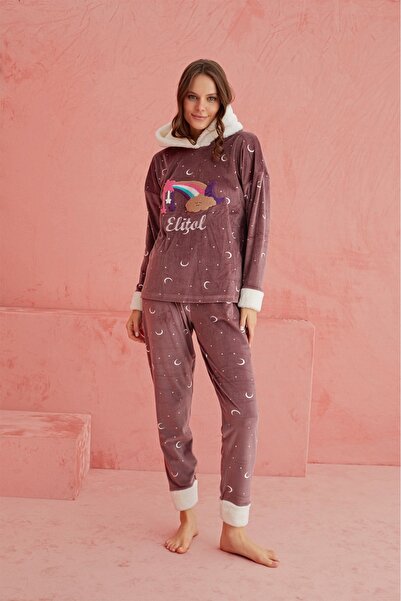 ELİTOL Velvet Rainbow Women's Pajama Set – Dusty Rose