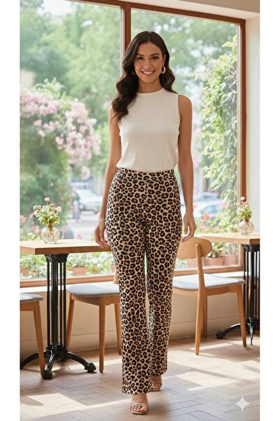 MODA Premium kalite Esnek likralı belden kemerli bol paça şık bir pantolon