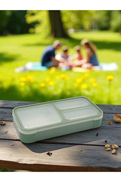 B&D 3-Section Food Container with Tight Lid, Pink and White