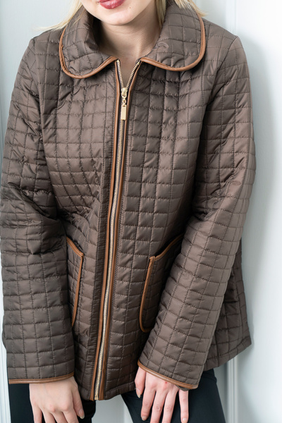 MissVina Palton clasic cu buzunare cu cusături matlasate 2614