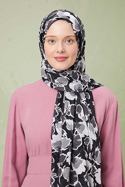 Levidor Gri Desenli Cotton Şal