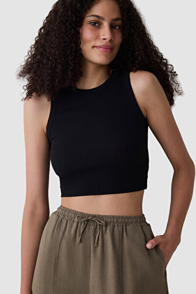Penti Basic Black Rib Crop Top