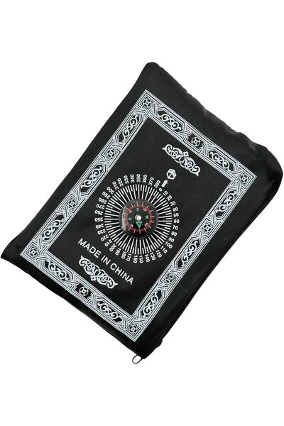 B&D Portable Prayer Rug - banddtools, Black Compass Design, 60×100 cm, Foldable with Carry Bag