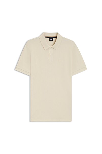 BOSS Erkek Polo Yaka Regular Fit Pamuklu Kısa Kollu Ekru T-Shirt 50468362-131