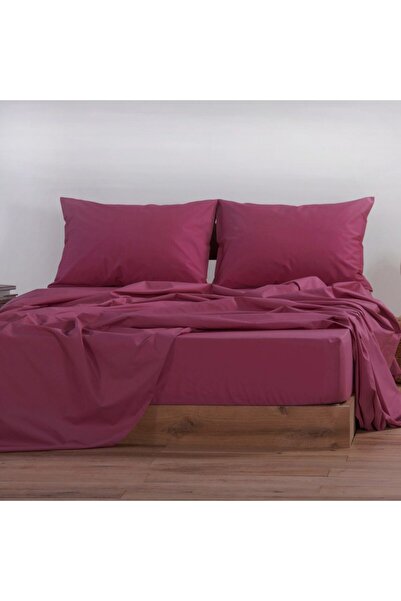 Nef Nef Homeware Nef-Nef Basic Queen Size Cotton Bed Sheet 240x270 cm - Bordeaux