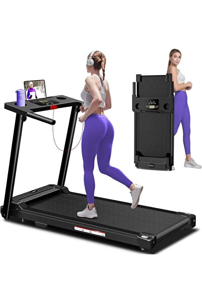 Lichico Treadmill with Handles, 2025 Upgraded Portable Folding Treadmill - 300 lbs Capacity, LED Display