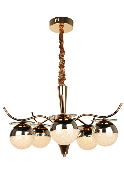 Begüsa Sürel Ledli 5.Li Avize Gold Kaplama