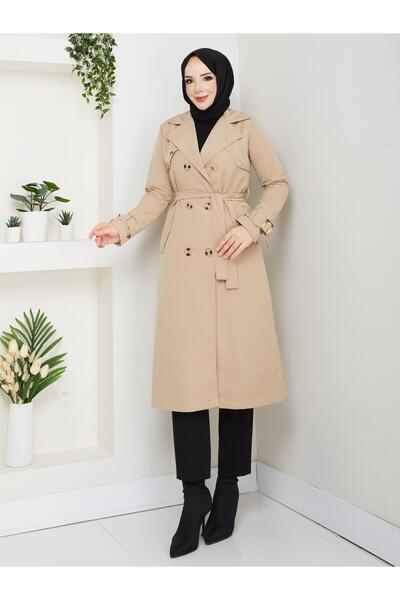 ESLEMNUR Trench Coat with Chain Detail on the Back