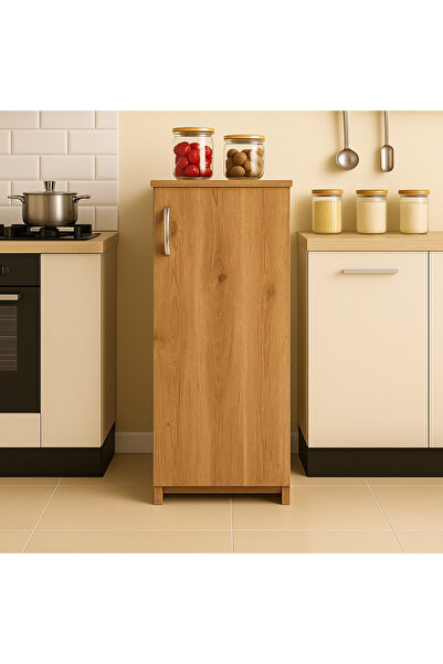 kibele mobilya Tek Kapaklı Mini Çok Amaçlı Dolap – Erzak & Banyo Dolabı-Çam