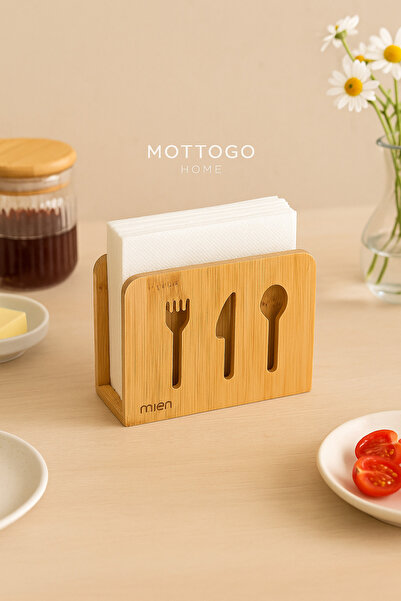 Mottogo Bambu Peçetelik | Doğal Bambu Servis Peçetelik 14cm x 12cm x 6,5cm