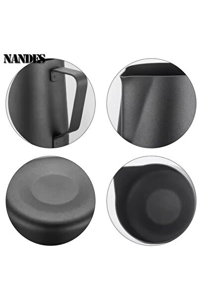 cc bin shihon 350ml milk pitcher for preparing coffee and lattes, coffee milk frother, stainless steel, black color