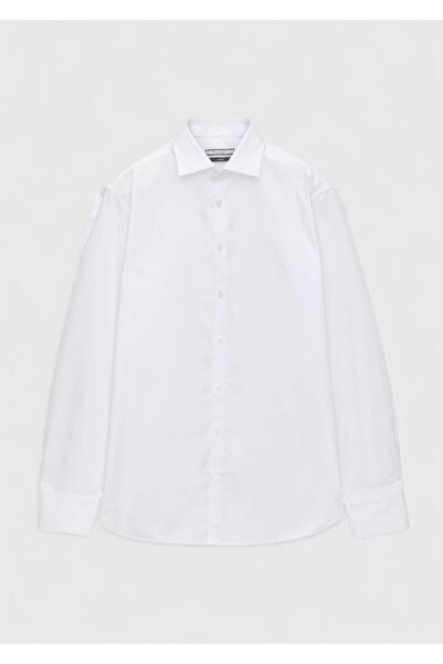 Ramsey White Plain Regular Fit Woven Classic 100% Cotton Shirt