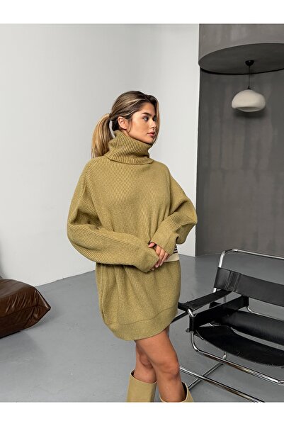 BEJNA Women's Turtleneck Oversize Knitwear Sweater