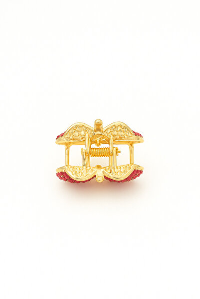 cityvision Stone Detailed Cherry Design Metal Hair Clip Red Color 4 cm – Sparkling and Elegant Accessory