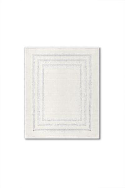 Bluenity Lxc Framed Natural Cotton 2-Piece Bath Mat & Carpet Set 60X100+50X60 White