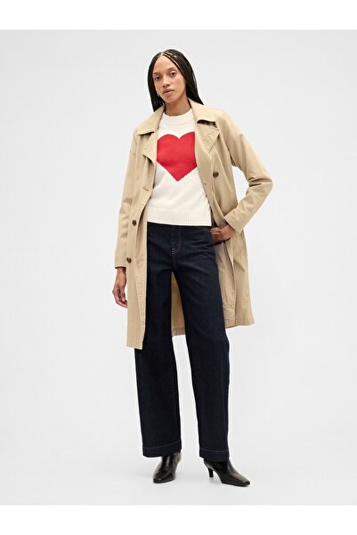 GAP Kadın Krem Relaxed Crop Intarsia Kazak