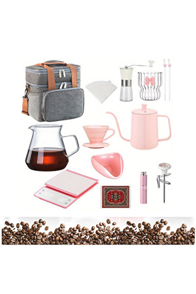 EHOME مجموعة ماكينة تحضير القهوة، غلاية قهوة، مقياس، خادم، كوب تقطير، مطحنة حبوب، كوب ورقي للترشيح