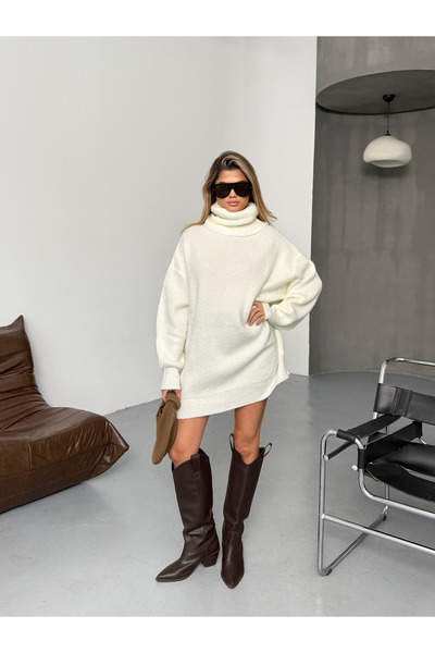 BEJNA Women's Turtleneck Oversize Knitwear Sweater