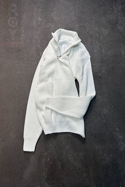 ROY501 Half Zipper Sweater Half Zipper Mock Neck Sweater Zippered Men's Knitwear Sweater