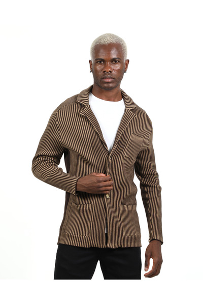 elkumoda Men's Slim Fit Italian Collar Knitted Winter Cardigan Shirt Button Closure Slim Fit