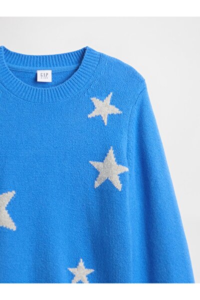 GAP Kız Çocuk Açık Mavi CashSoft Bisiklet Yaka Kazak