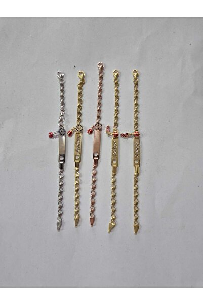 Flamingo 925 Ayar Gümüş Gold Kaplama. Pembe Ayak İsimli Kız.Erkek Mavi Ayak İsimli Bebek Künyesi