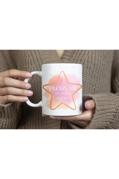 Beramussa Stars Are Born in Nisanda Written Birthday Mug – Pink and Orange St...