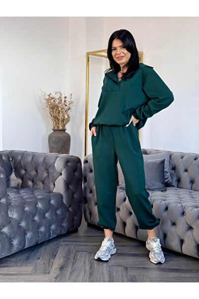 RAMONA BADESCU EXCLUSIVE Trening din tricot gros cu bluză tip polo și pantaloni lejeri