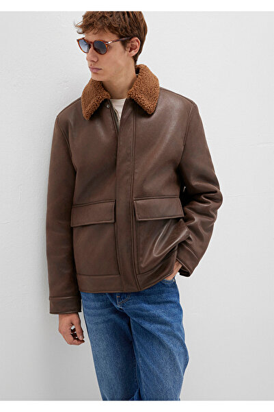 Mavi Brown Faux Fur Detailed Faux Leather Jacket Regular Fit / Regular Cut 0110669-70240