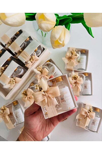 Mapel 15 adet süslemeli tesbih ve kolonya seti doğum, doğum günü, baby shower...