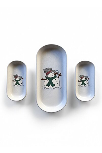 Keramika New Year Christmas Snowman Set of 3 - Mandalinna Series