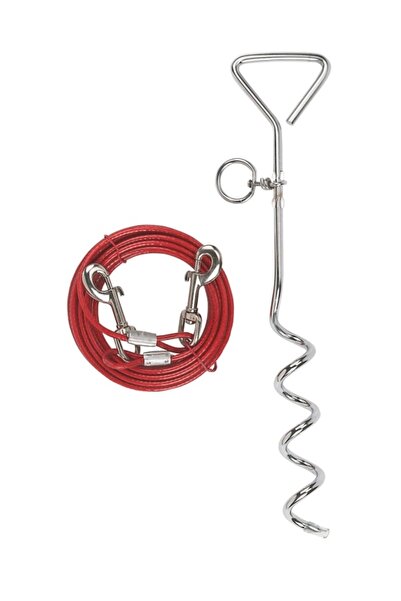 KERBL Dog Leash Set - Stake and Yard Cable - 6 m