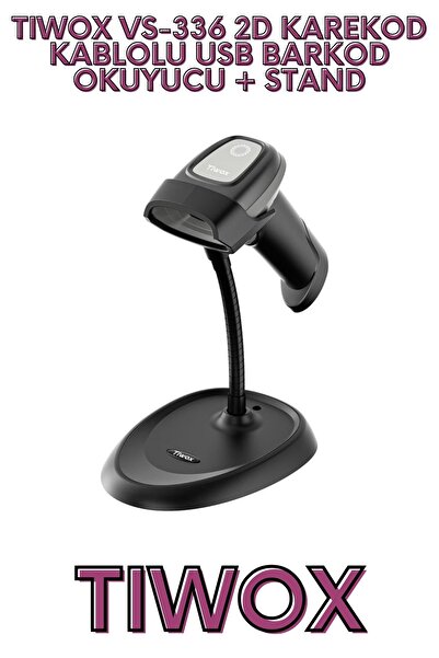 Tiwox VS-336 2D QR CODE قارئ باركود USB سلكي + حامل