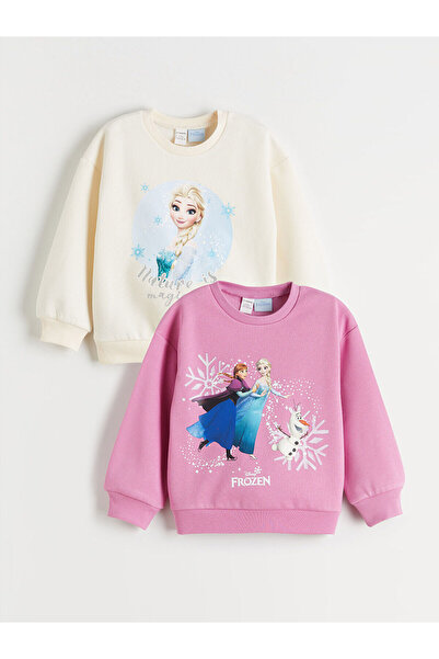 LC Waikiki Crew Neck Elsa Printed Girls' Sweatshirt 2-Pack