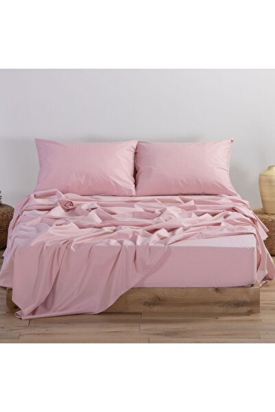 Nef Nef Homeware Fitted bed sheet, King Size, cotton, pink, Nef-Nef Basic 180x200+35 cm