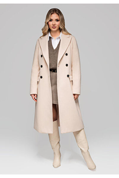 OMBRE Γυναικείο Παλτό με Διπλό Πέτο LARICA OW-COLC-0108 v3 - Μπεζ