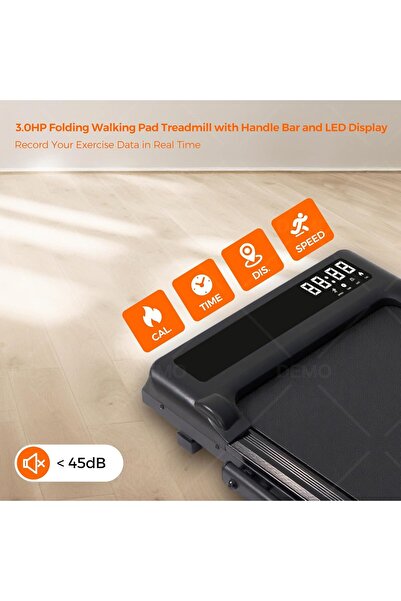 Lichico Portable Compact Treadmill with Handles, Foldable Walking Pad, 3.0HP, 320 lb Capacity