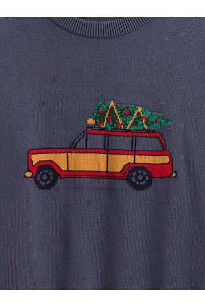 GAP Erkek Çocuk Mavi Intarsia Kazak