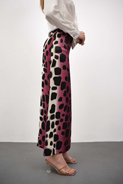 Gugus Women's Satin Skirt A-Cut Patterned Imported Fabric