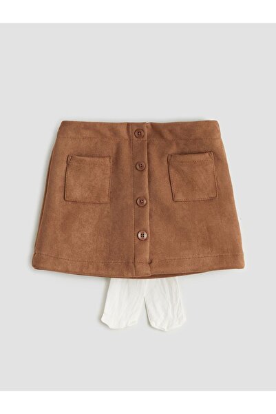 LC Waikiki Lcw Kids Suede Girls' Skirt and Pantyhose