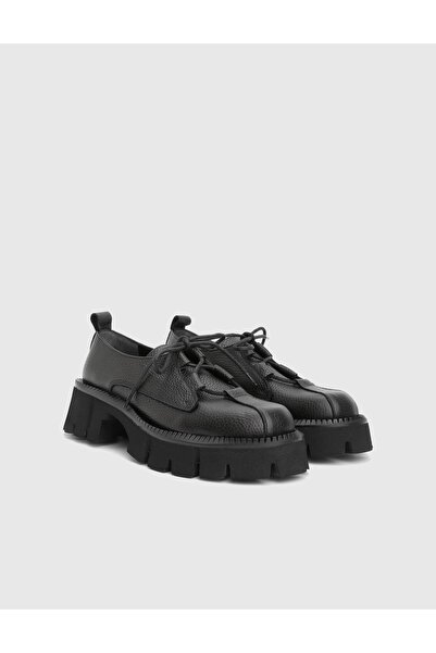 İLVİ Reda Genuine Floater Leather Black Women's Oxford Shoes