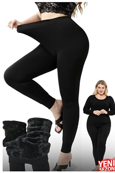 ar&be Women's Stitch-Free Large Size Ankle-Wrapped Special Tape Inner Surface Plush Thermal Leggings