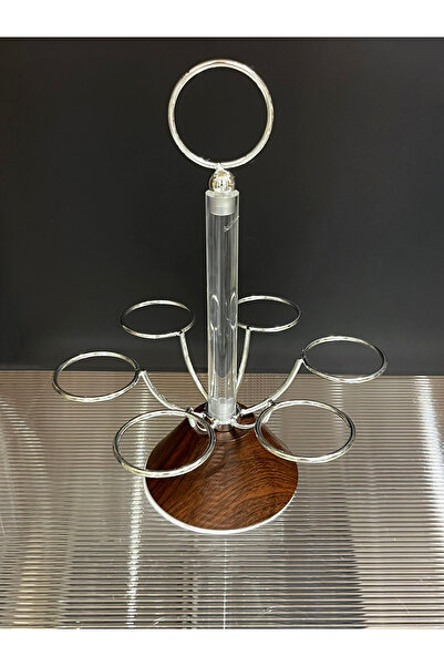 DVINA حامل تقديم فناجين قهوة 6 فنجان فضي/خشبي