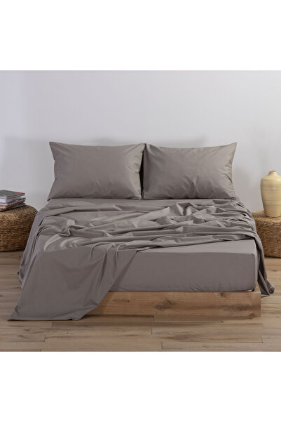 Nef Nef Homeware Fitted sheet with elastic, King Size, cotton, Nef-Nef Basic 180x200+35 cm Mocca